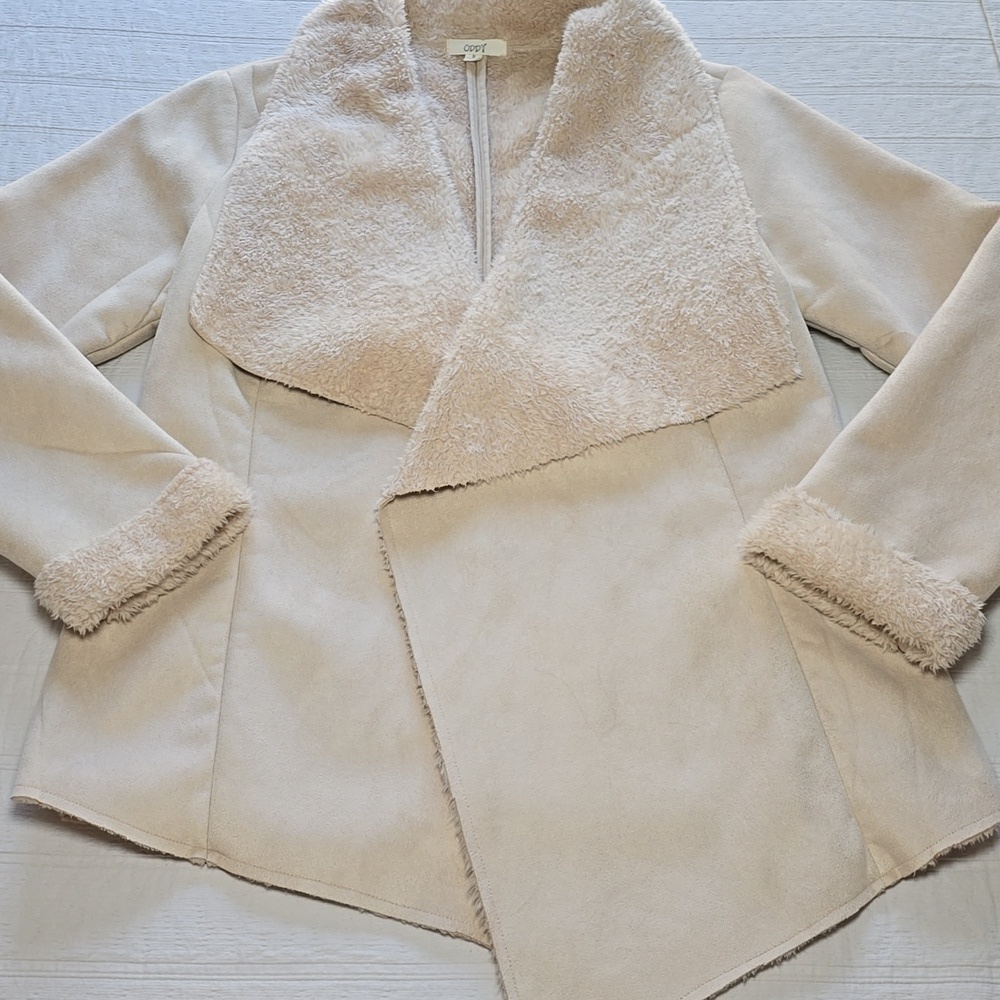 Oddy Faux Shearling & Faux Fur Cream Jacket Women's Size S